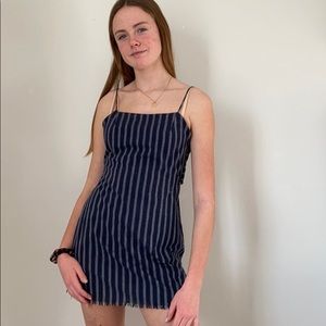 Navy and white striped dress